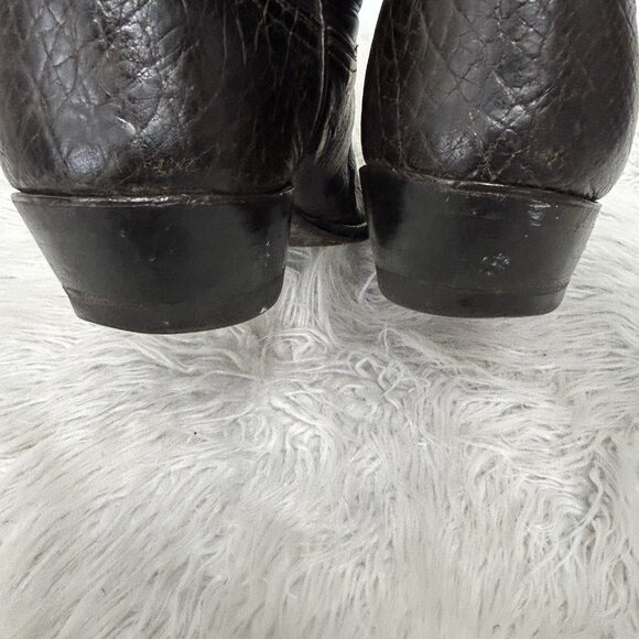 VTG 70s Tony Lama Men’s Brown Embroidered Western Cowboy Boots Sz Code 5110 /11E - Picture 10 of 12